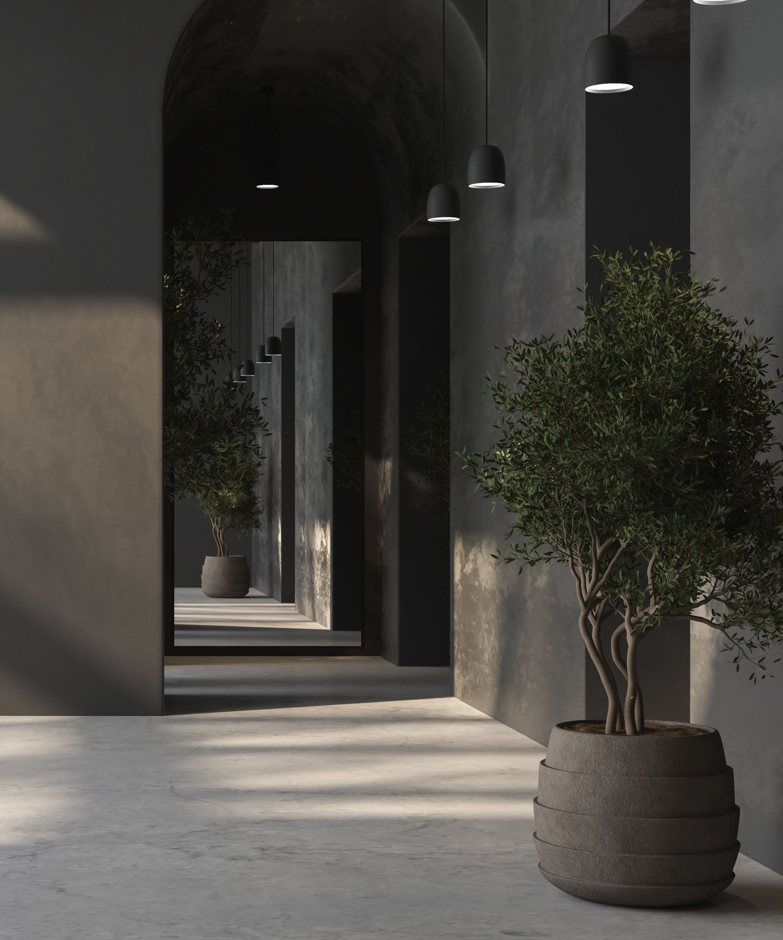 Architectural hallway interior